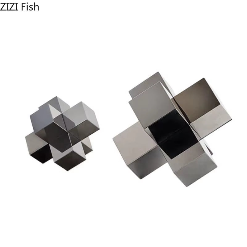 Minimalism Cross Crystal Ornaments Transparent Geometric Square Crystal Statue Desk Decoration Frosted Glass Crafts Sculpture