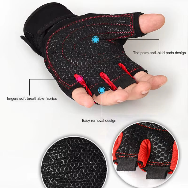 Fitness Half Finger Gloves Men and Women Wrist Guard Sports Dumbbell Riding Non Slip Horizontal Bar Exercise Training