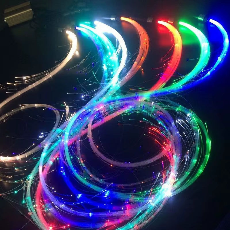LED Fiber Optic Whip Rechargeable Fiber Optical Pixel Light-Up Whip Light Flow Toy F/Dance Party Lighting Show Rave EDM Music