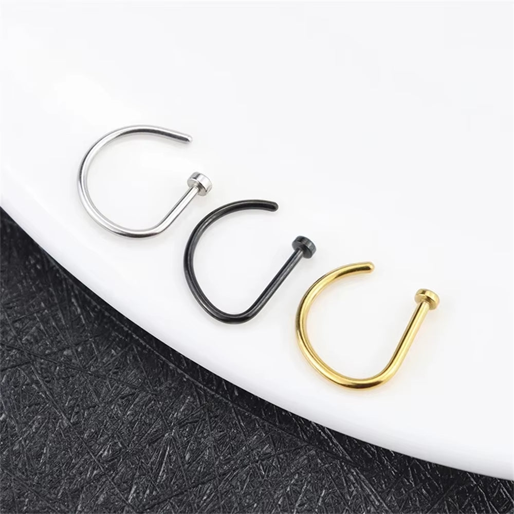 Women Men Fake Piering Nose Ring Earrings Fashion Punk Non Piercing Nose Clip Stainless Steel Perforation Septum Body Jewelry